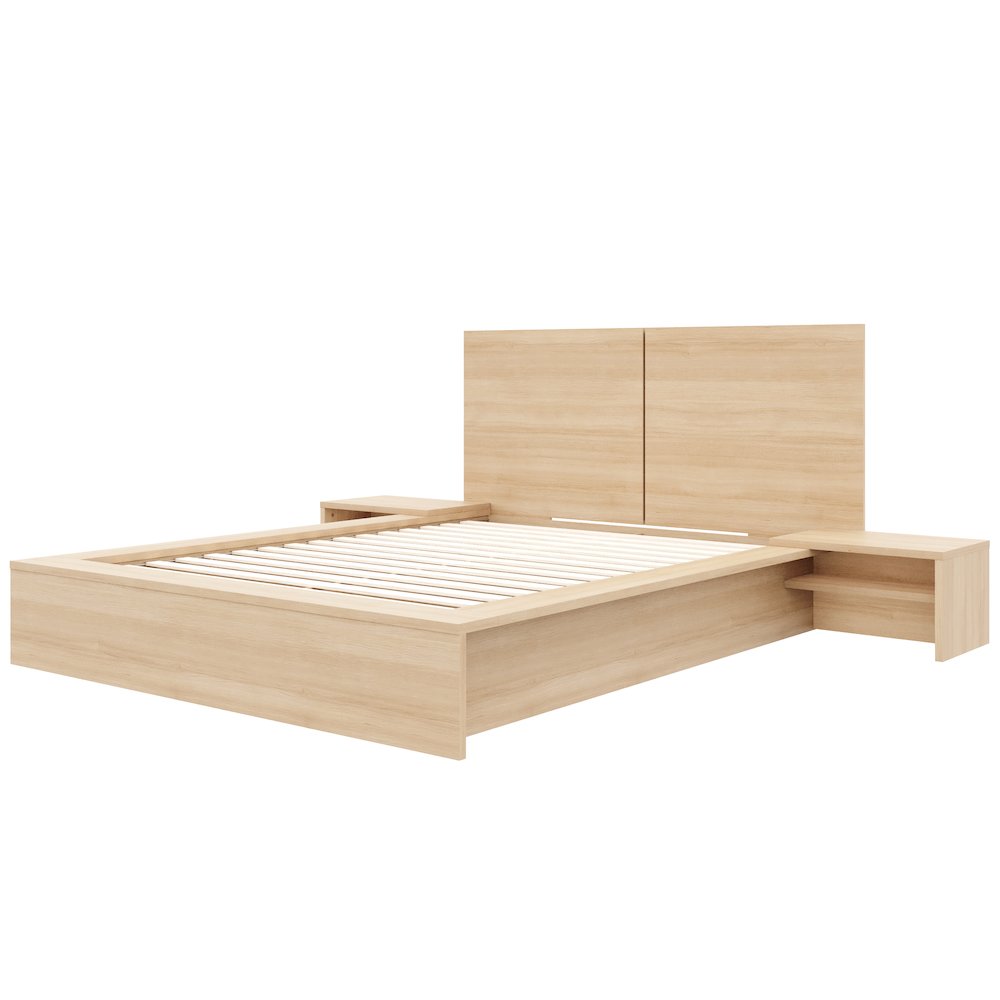 Marcy 4-Piece Bedroom Set, Natural Blonde Oak, Queen. Picture 1