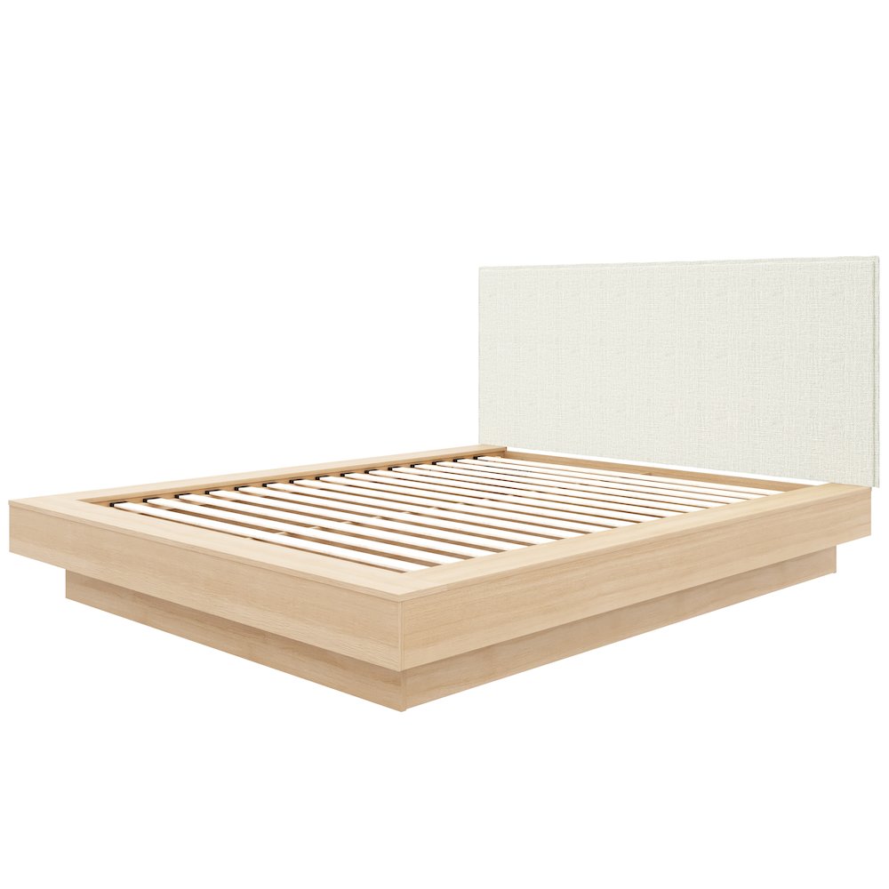 Julian 2-Piece Upholstered Bed Set In Blonde Oak and Mist Grey. Picture 1