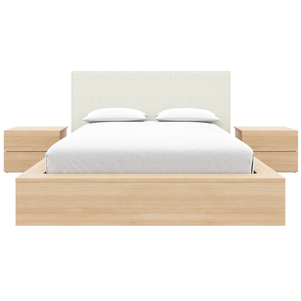 Bardot 4-Piece Upholstered Bedroom Set In Blonde Oak and Mist Grey. Picture 1