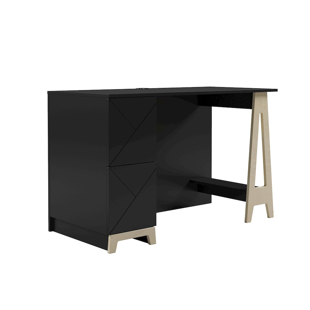 2-Drawer Home Office Desk, Black. Picture 1