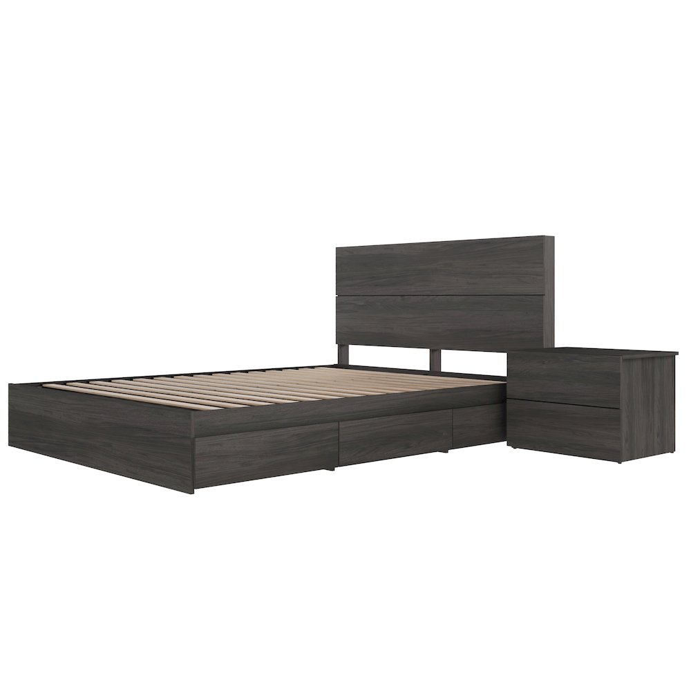 Milo 3-Piece Reversible Storage Bedroom Set,1 Nightstand, Queen. Picture 1
