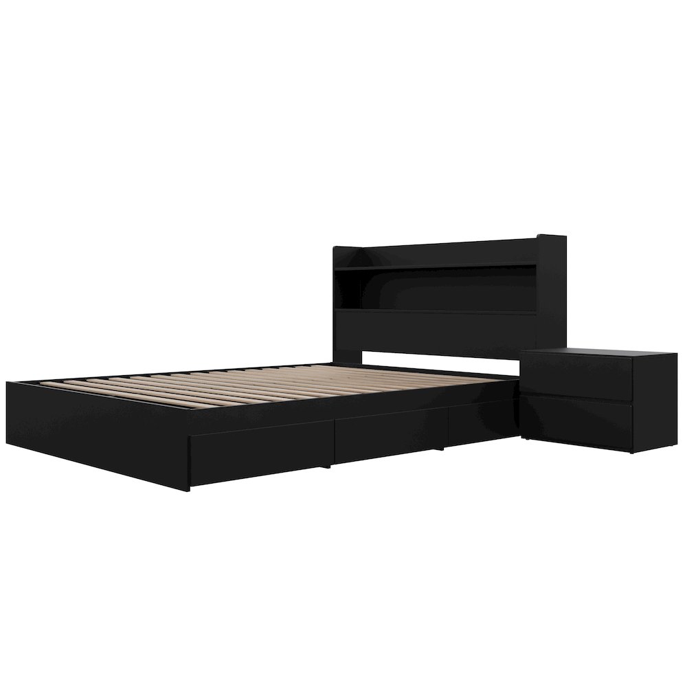 Harper 3-Piece Reversible Storage Bedroom Set,1 Nightstand, Full. Picture 1