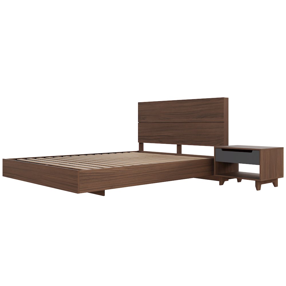 Milo 3-Piece Floating Platform Bedroom Set,1 Nightstand, Queen. Picture 1