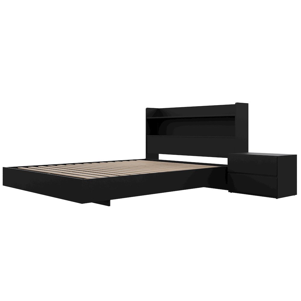 Harper 3-Piece Floating Platform Bedroom Set,1 Nightstand, Full. Picture 1