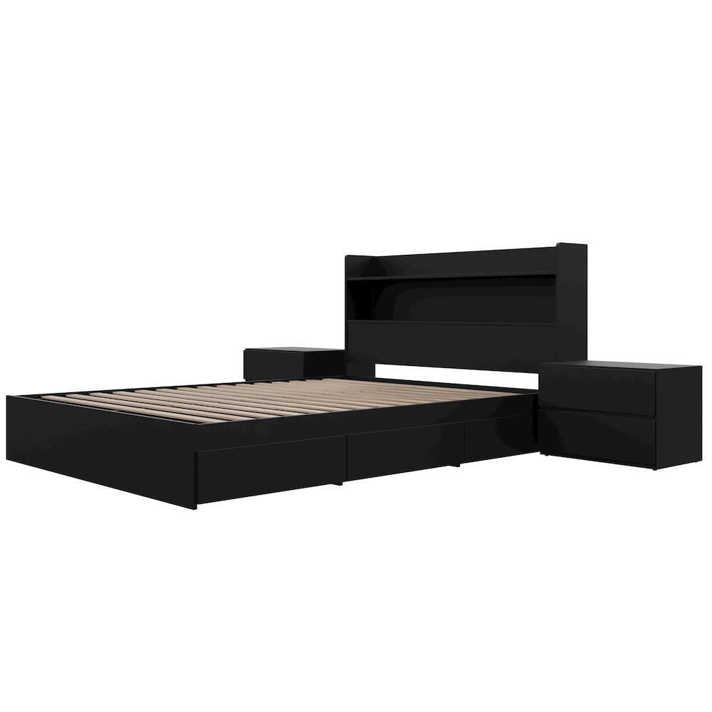 Harper 4-Piece Reversible Storage Bedroom Set,2 Nightstands, Full. Picture 1