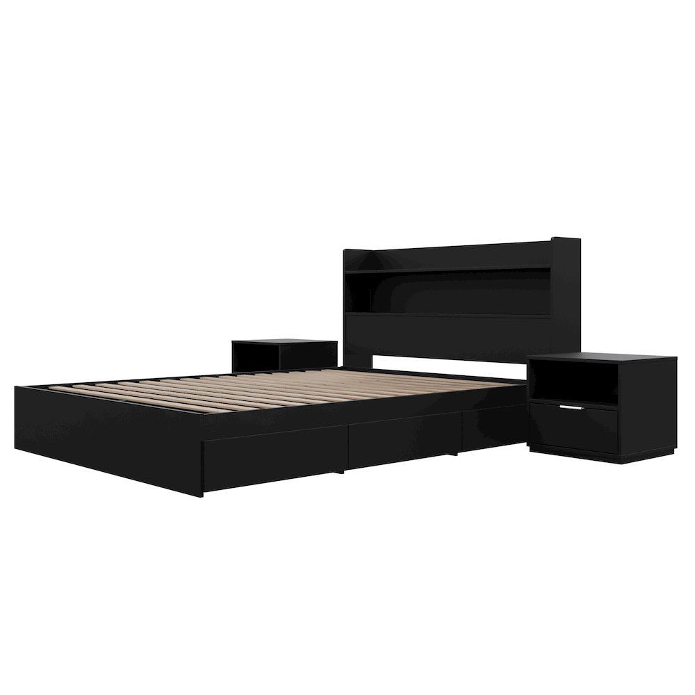 Harper 4-Piece Reversible Storage Bedroom Set,2 Nightstands, Full. Picture 1