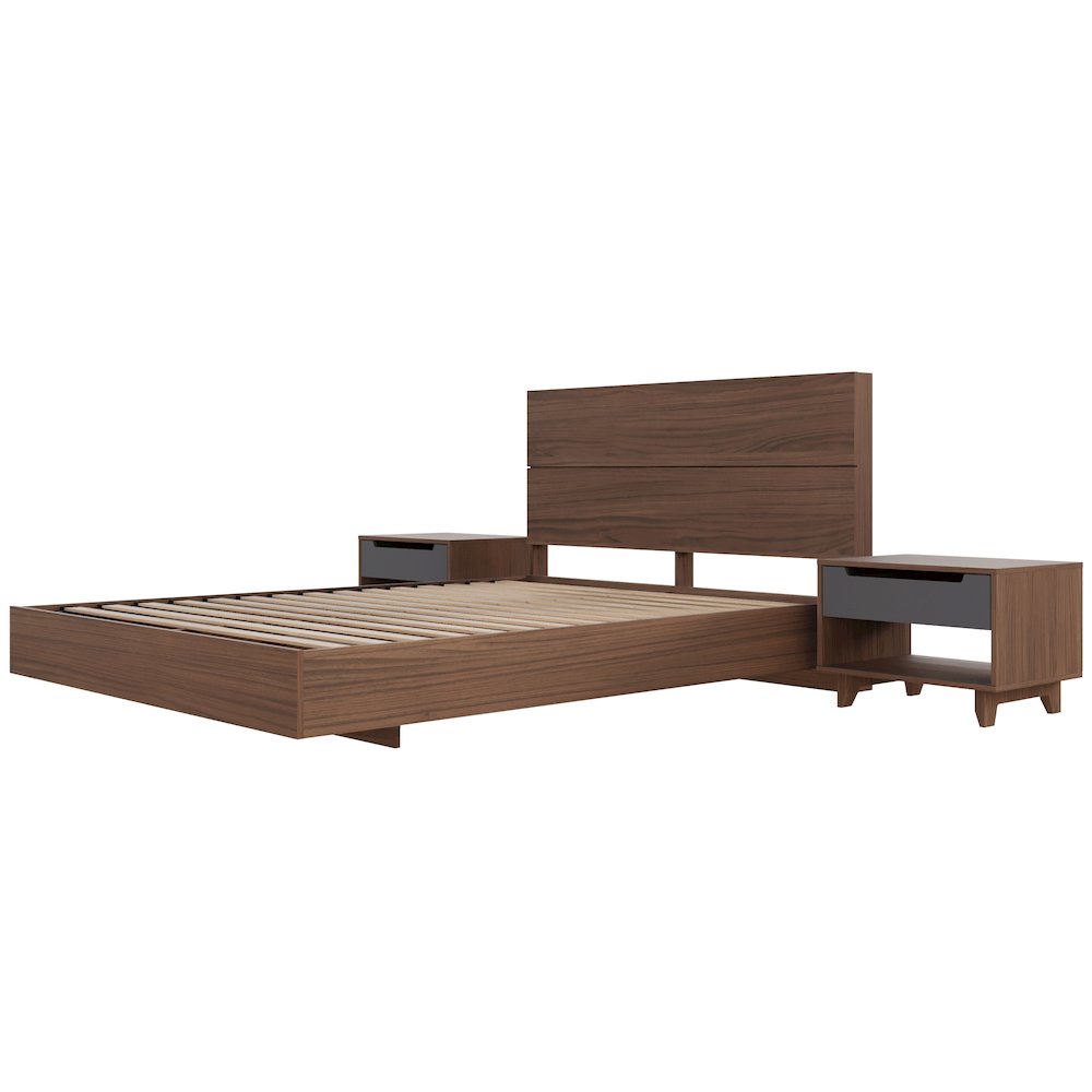 Milo 4-Piece Floating Platform Bedroom Set,2 Nightstands, Queen. Picture 1