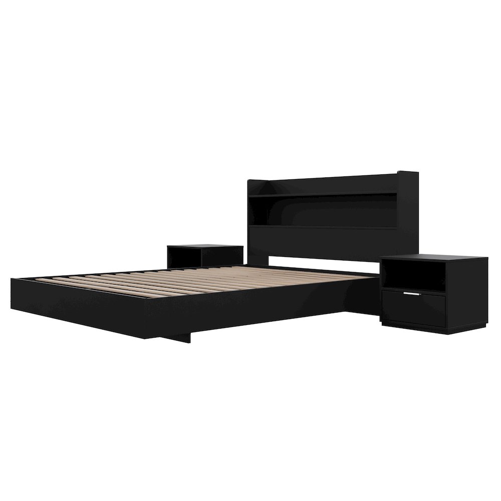 Harper 4-Piece Floating Platform Bedroom Set,2 Nightstands, Full. Picture 1