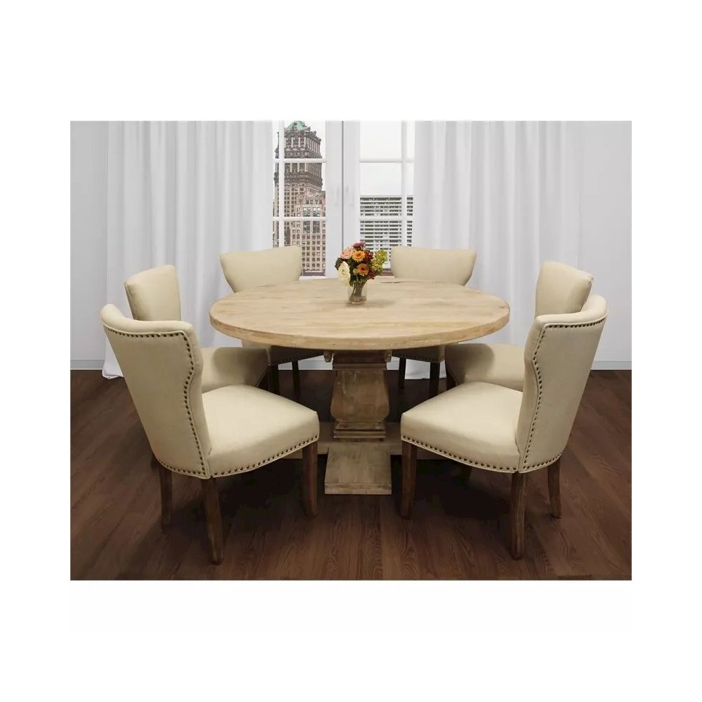 Transitional Jill Side Chair In Ivory Weave Fabric 2-Piece Set. Picture 5