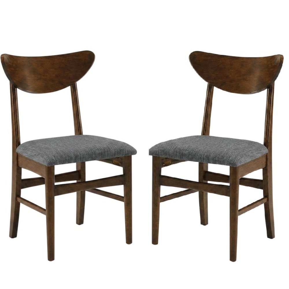 Wood Dining Chairs with Upholstered Seats and Curved Backrest, Set of 2. Picture 1