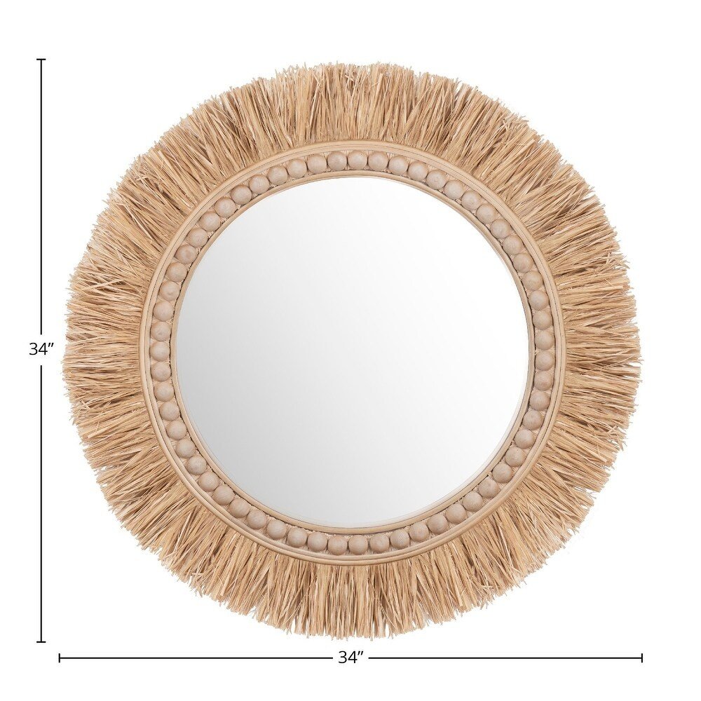 34" Round Rattan Mirror. Picture 3