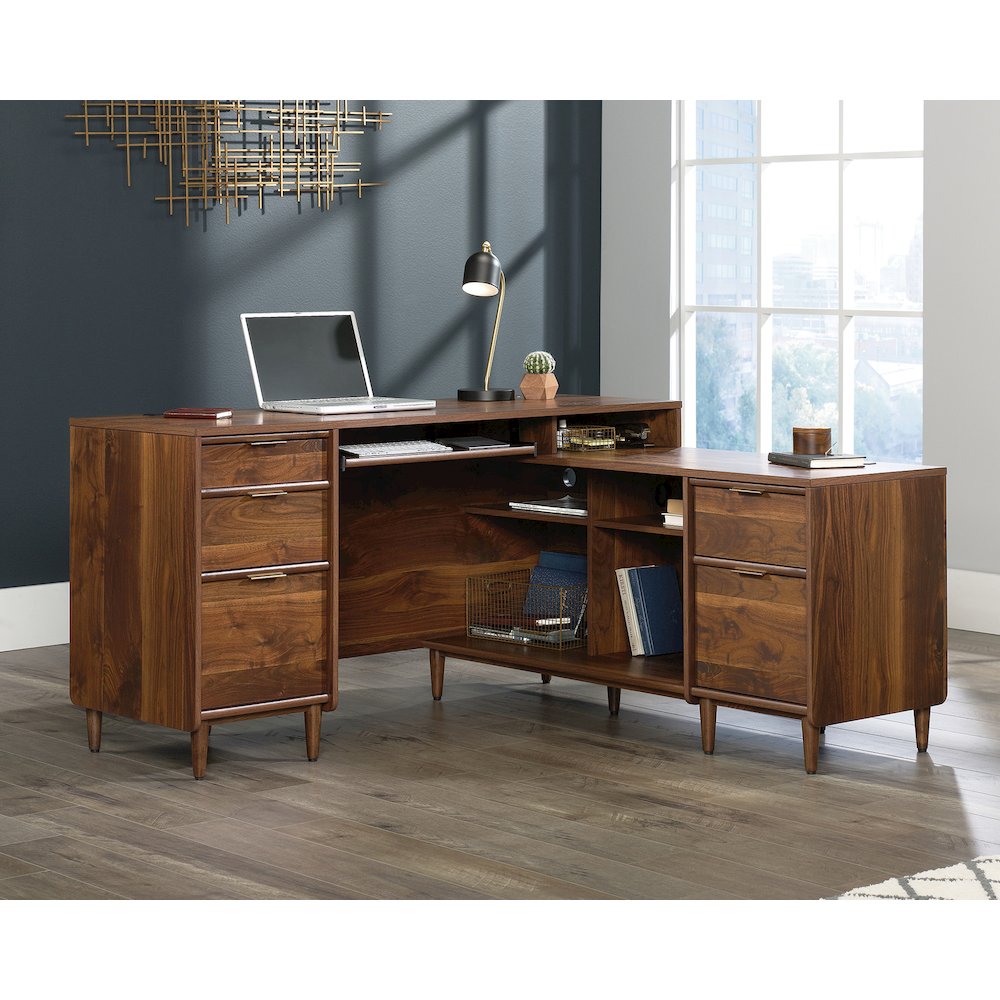 Clifford Place Commercial Office L Desk, Grand Walnut finish. Picture 1