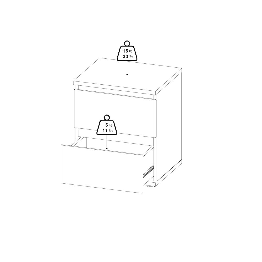 Nova 2 Drawer Nightstand - Set of 2, White. Picture 8