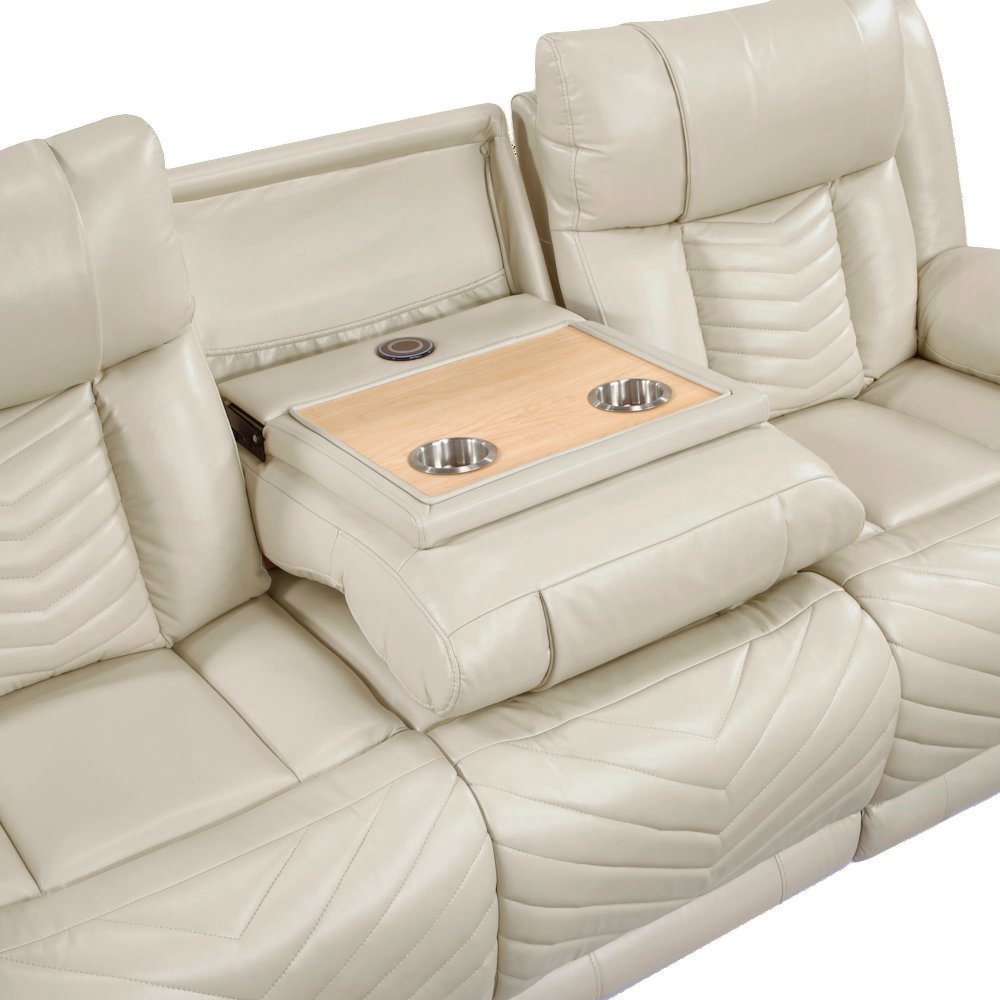 Sensa Power Reclining Sofa withTable withLed Belt Beige. Picture 6