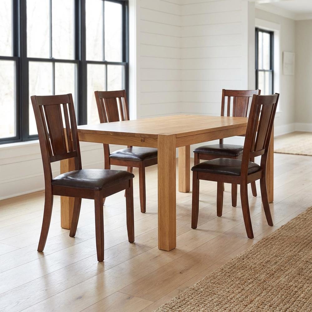 Dudley  Dining  Chair  with  Faux  Leather  upholstered  Seat  in  Mahogany  Finish,  Set  of  2. Picture 8