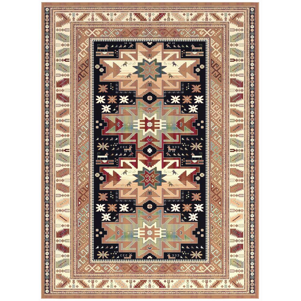 Sonoma Gypsy Rust, Black, Ivory, Aqua Viscose Area Rug, 7'10" x 10'1". Picture 4