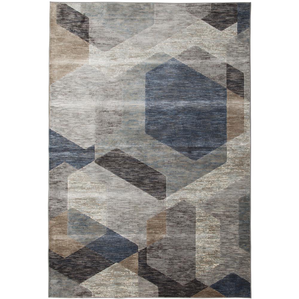 Sonoma Calliope Gray/ Blue/ Natural Geometric Area Rug, 7'10" x 10'1". Picture 1