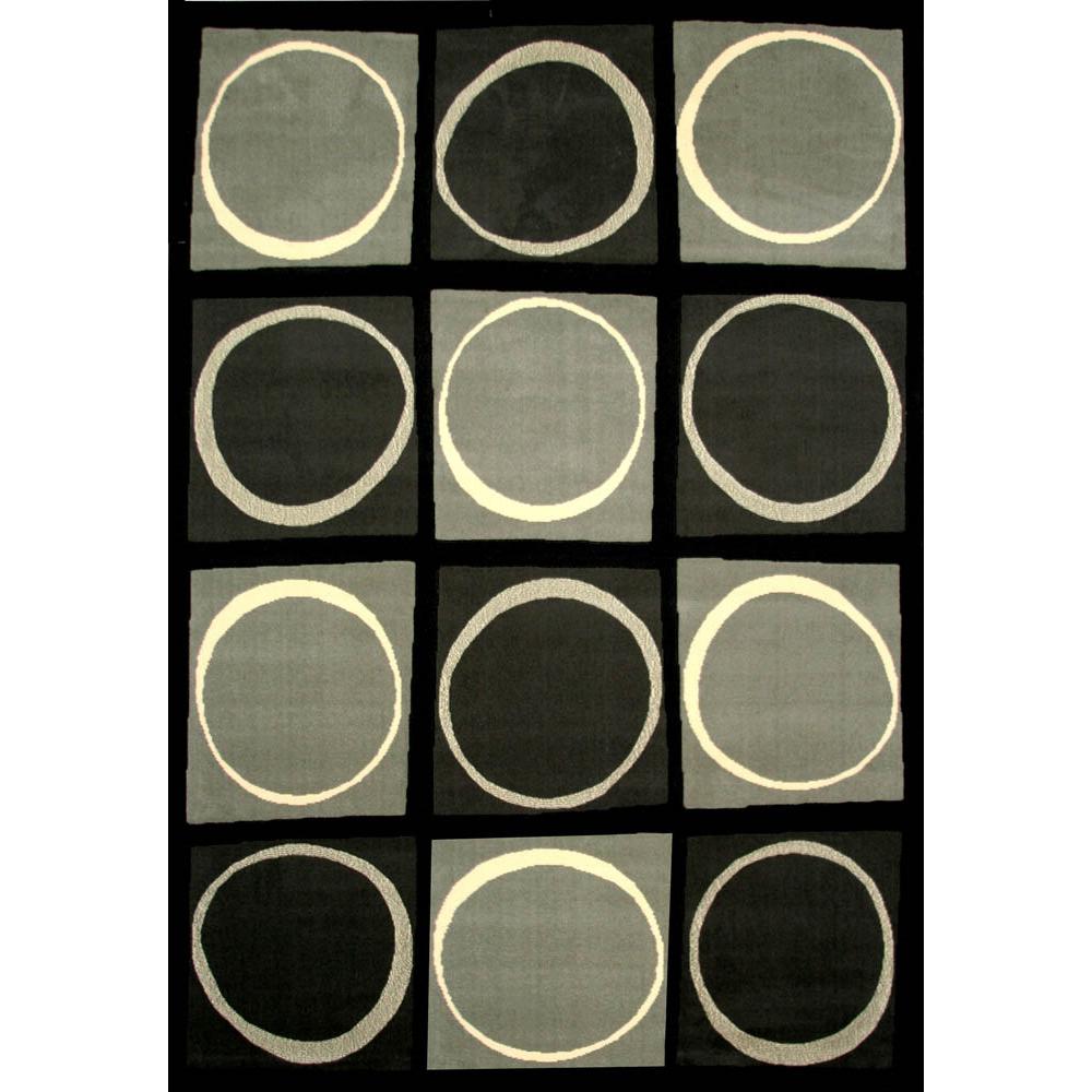 Terra Checkers Black/Grey/Ivory Area Rug, 7'9" x 10'6". Picture 2
