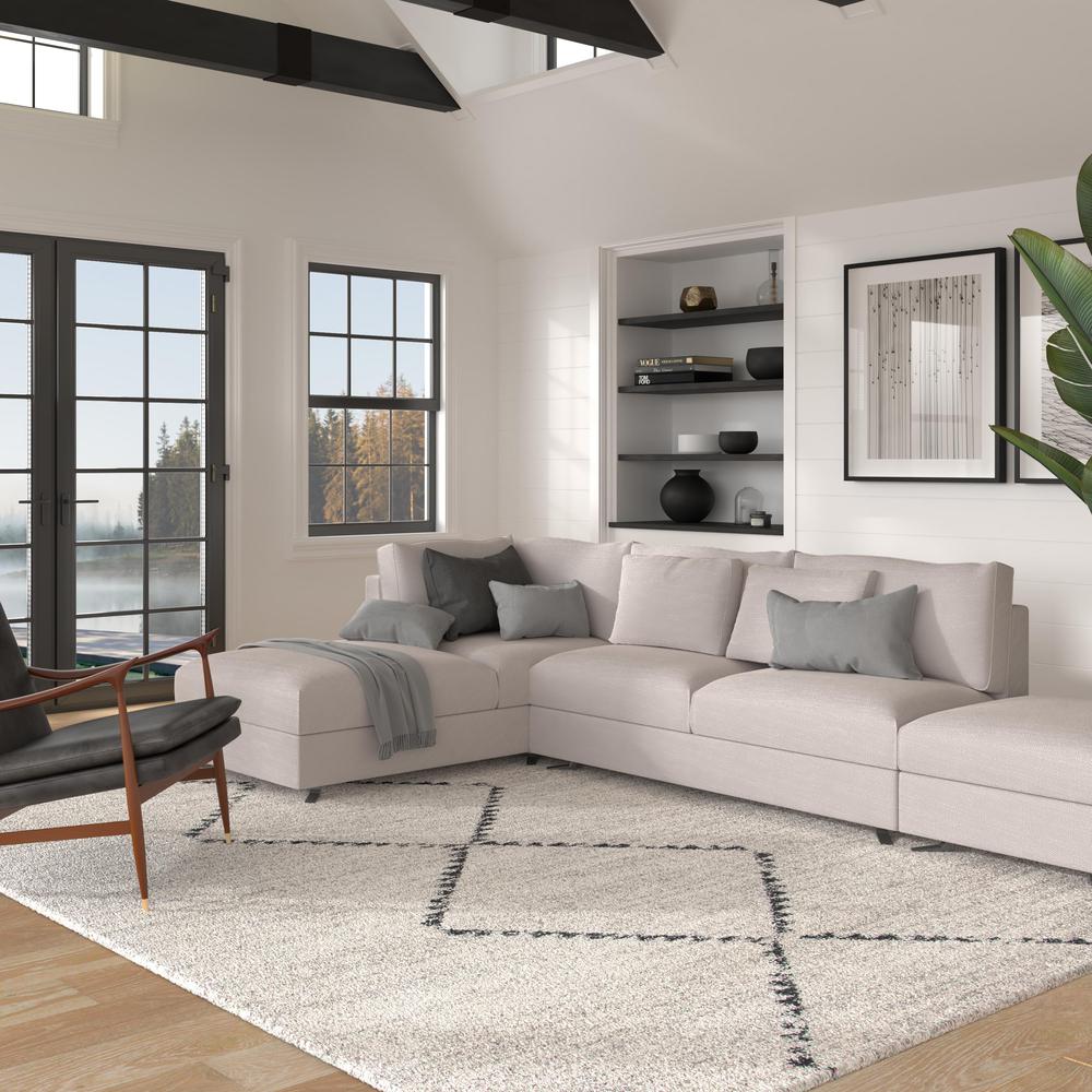 Granada Jewels Ivory, Grey, and Charcoal Olefin Shag Area Rug, 7' 10" x 10' 10". Picture 2
