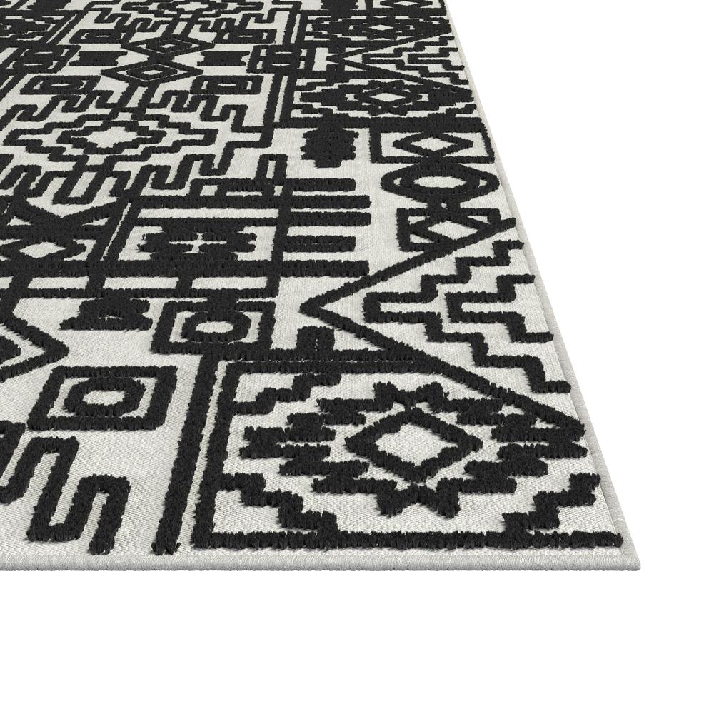 Napa Mercana Ivory and Black Chenille High-Low Area Rug, 7'10" x 10'10". Picture 3