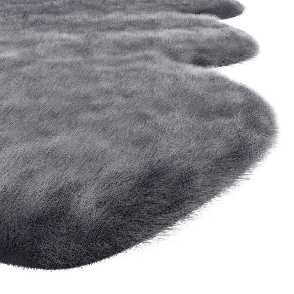 Gloss Black Faux Fur Area Rug, 2' x 3'. Picture 2