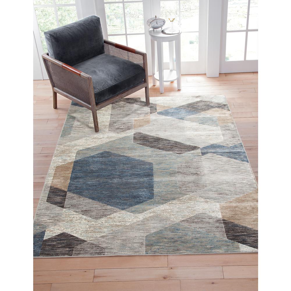 Sonoma Calliope Gray/ Blue/ Natural Geometric Area Rug, 7'10" x 10'1". Picture 6