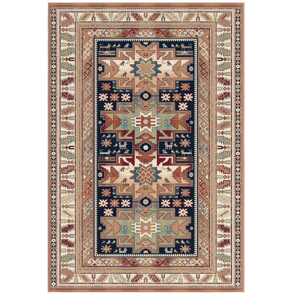 Sonoma Gypsy Rust, Black, Ivory, Aqua Viscose Area Rug, 3'2" x 4'6". Picture 1