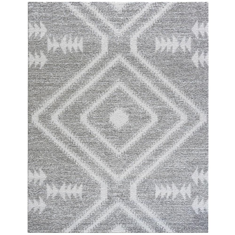 Granada Galen Gray and Ivory Olefin Shag Area Rug, 5'3" x 7'6". Picture 1