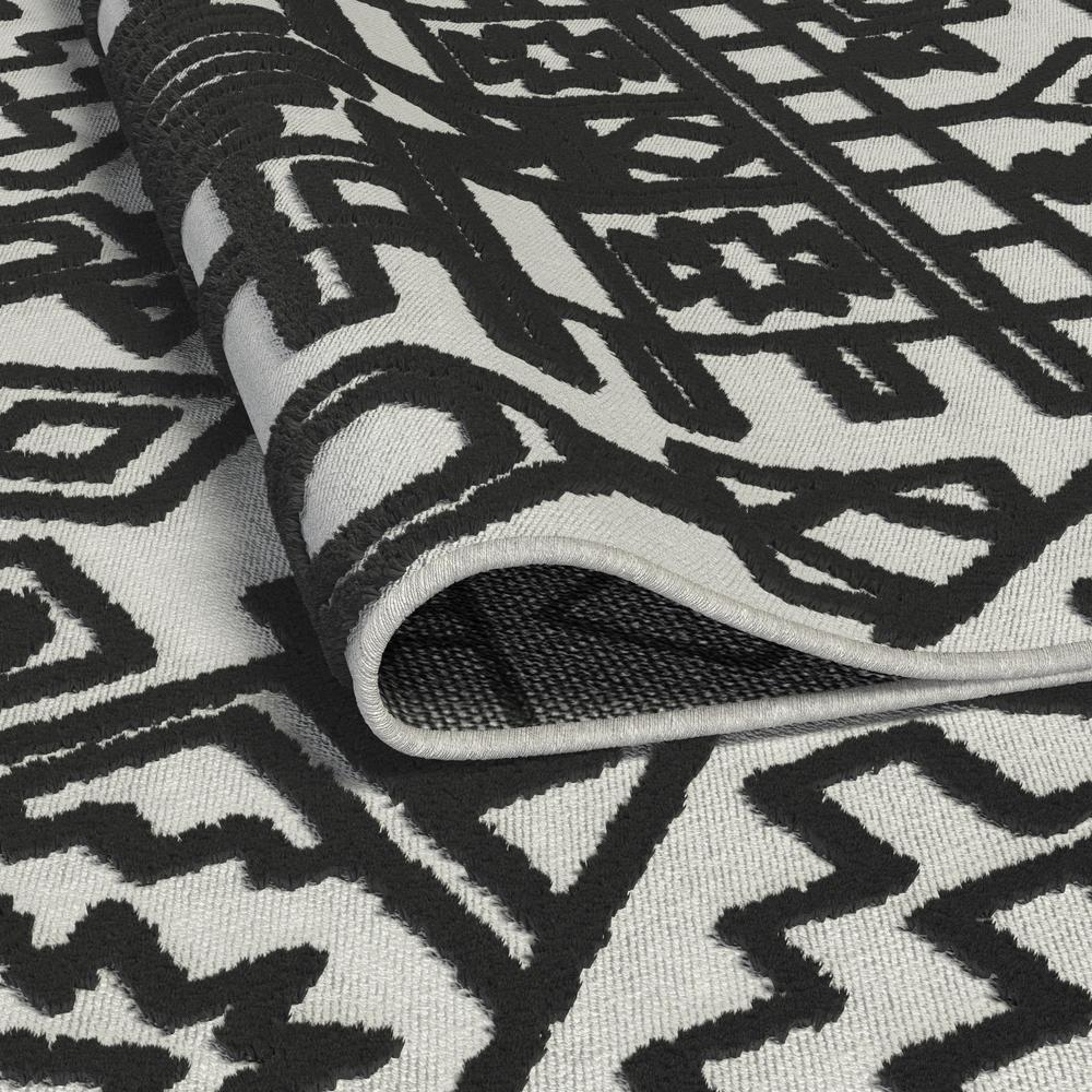 Napa Mercana Ivory and Black Chenille High-Low Area Rug, 7'10" x 10'10". Picture 5