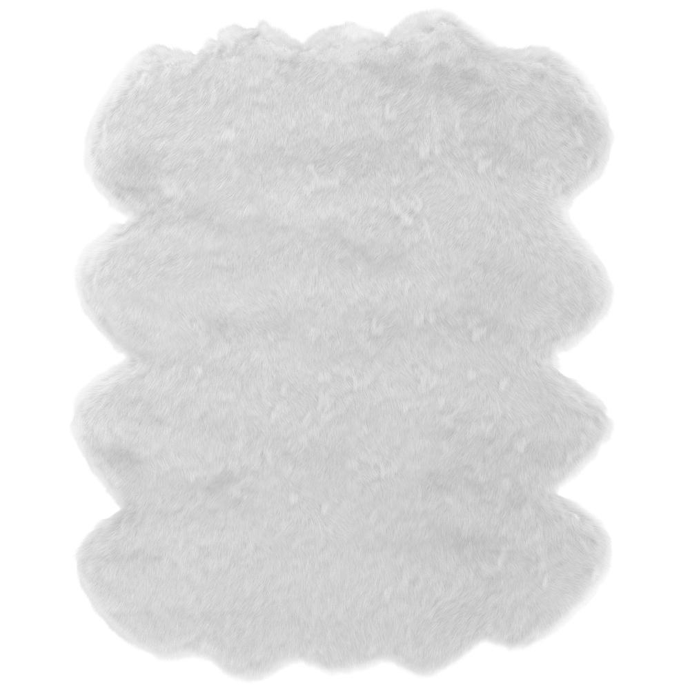 Gloss White Faux Fur Area Rug, 6' x 7'5". Picture 1