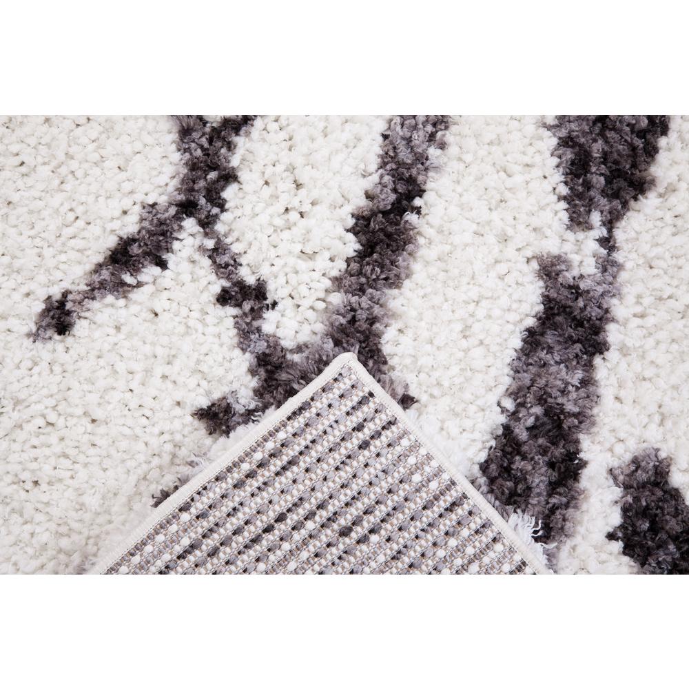 Oasis Juno White and Dark Gray Polyester Area Rug, 5'3 x 7'6". Picture 7