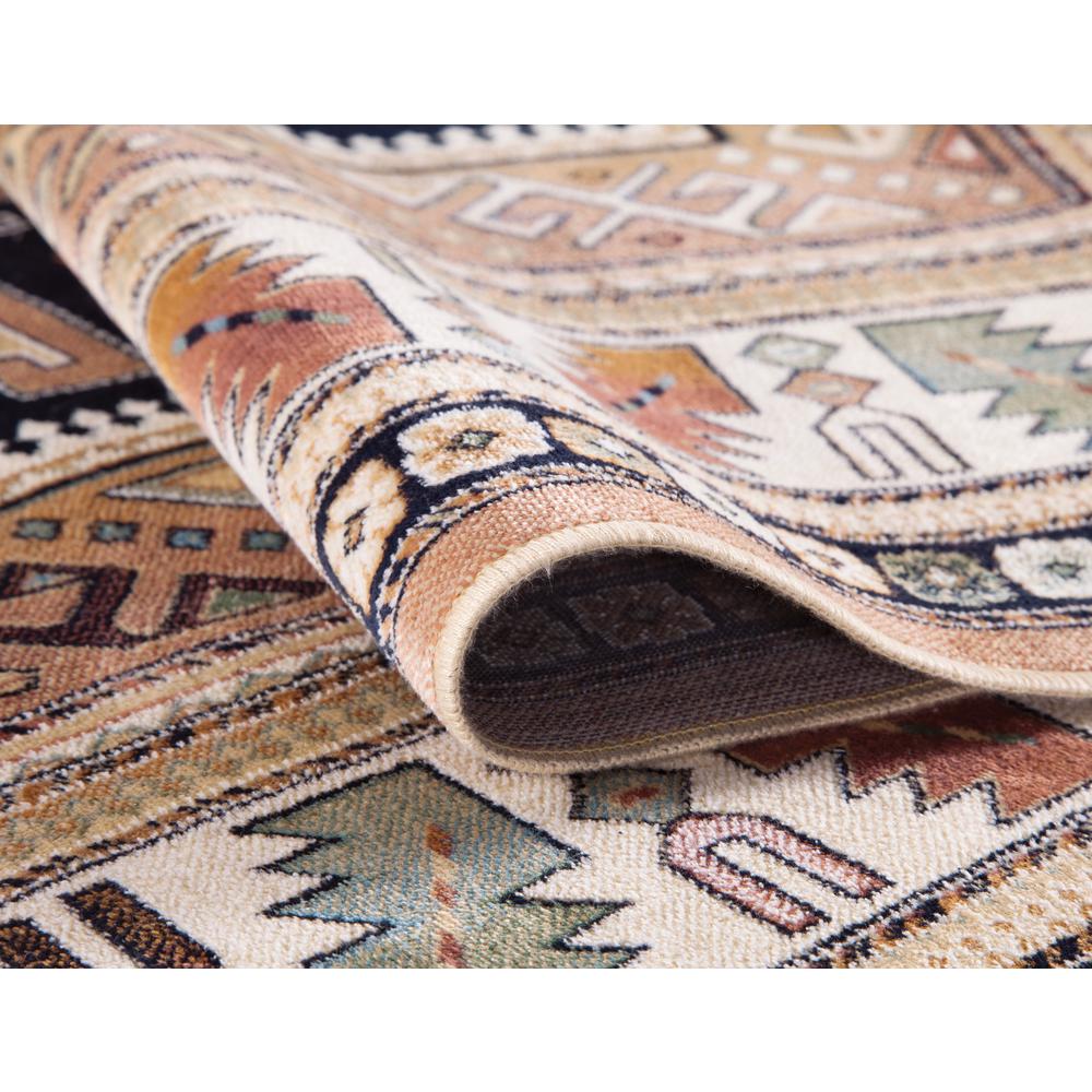 Sonoma Gypsy Rust, Black, Ivory, Aqua Viscose Area Rug, 3'2" x 4'6". Picture 4