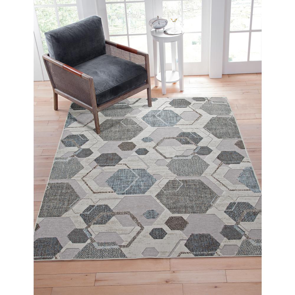Napa Elio Grey/ Blue/ Multi Geometric Area Rug, 7'10" x 10'10". Picture 6