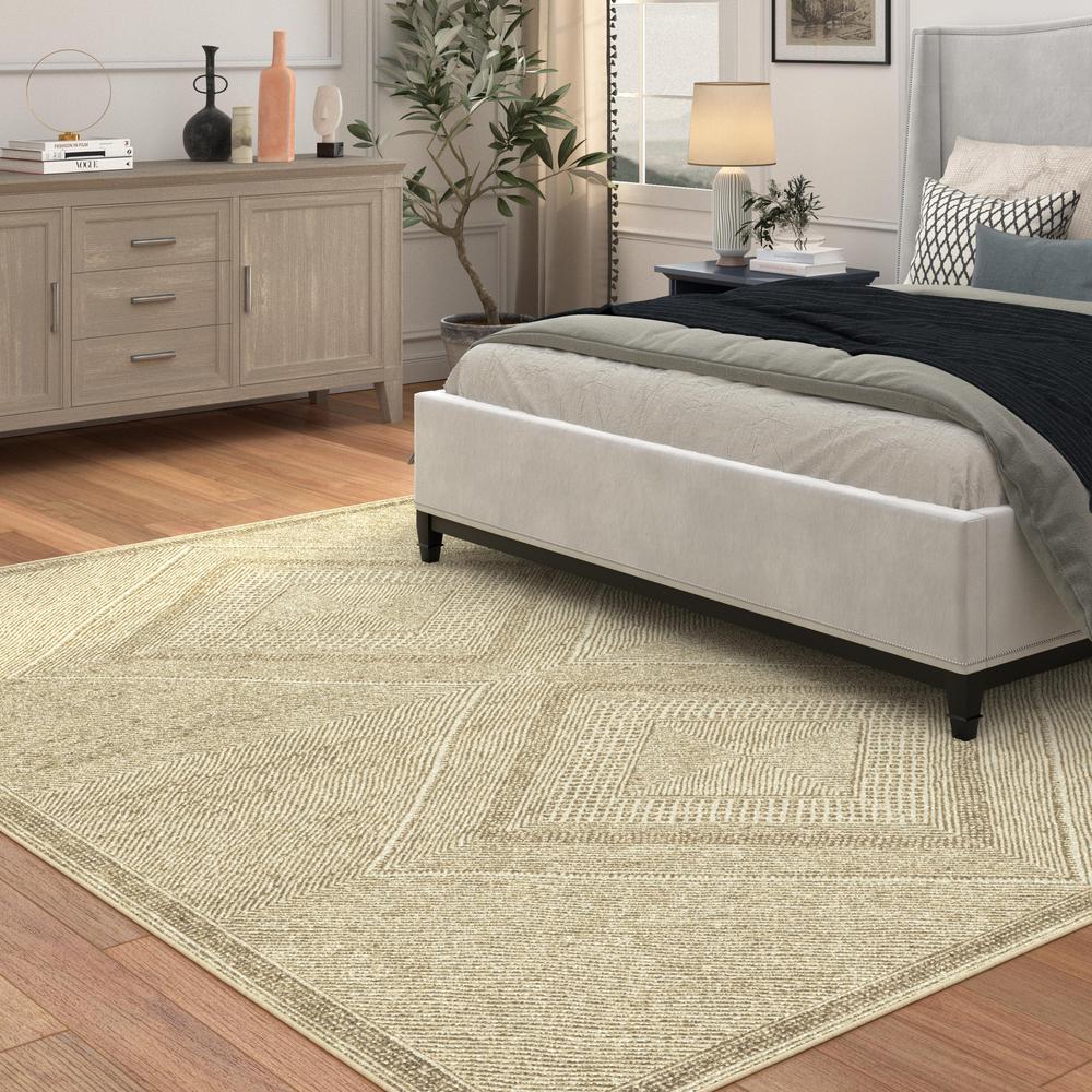 Sonoma Benzara Beige and White Viscose Area Rug, 7'10" x 10'9". Picture 5