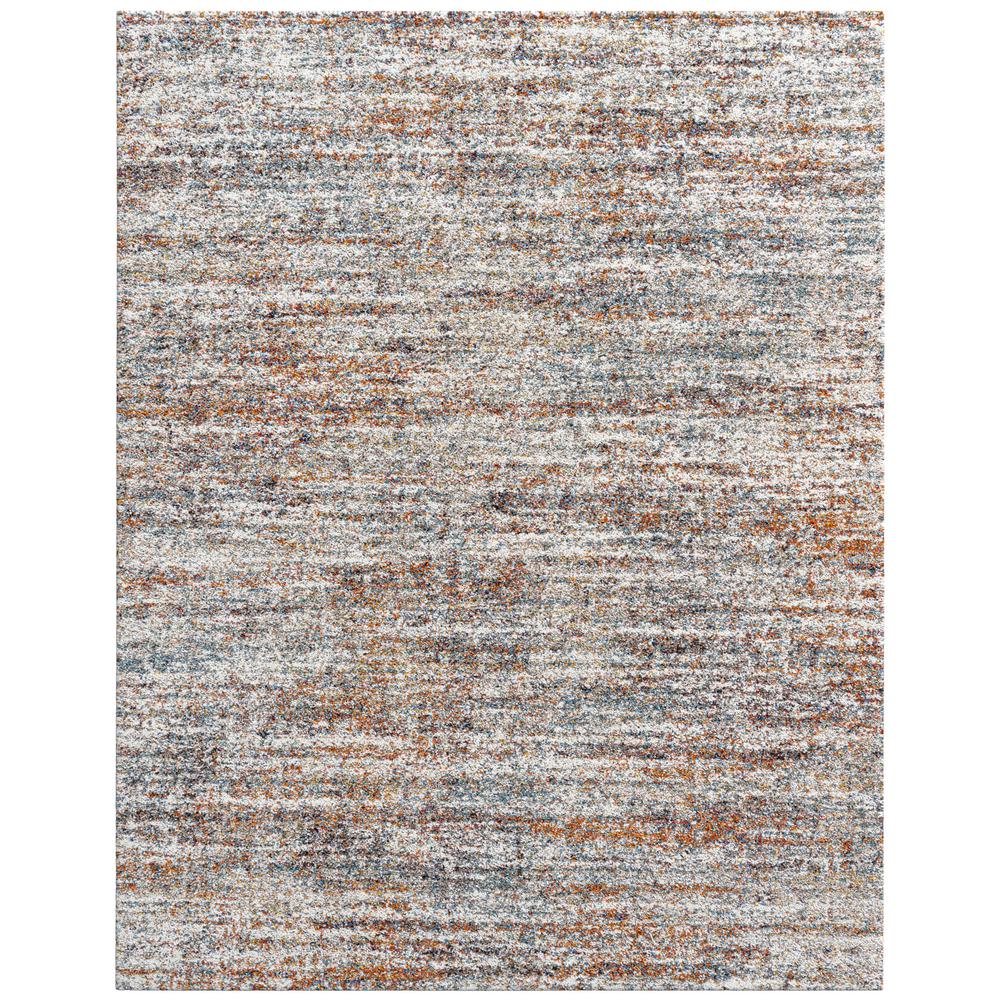 Granada Ezra Ivory, Blue, Orange, and Rust Olefin Shag Area Rug, 7' 10" x 10' 10". Picture 1