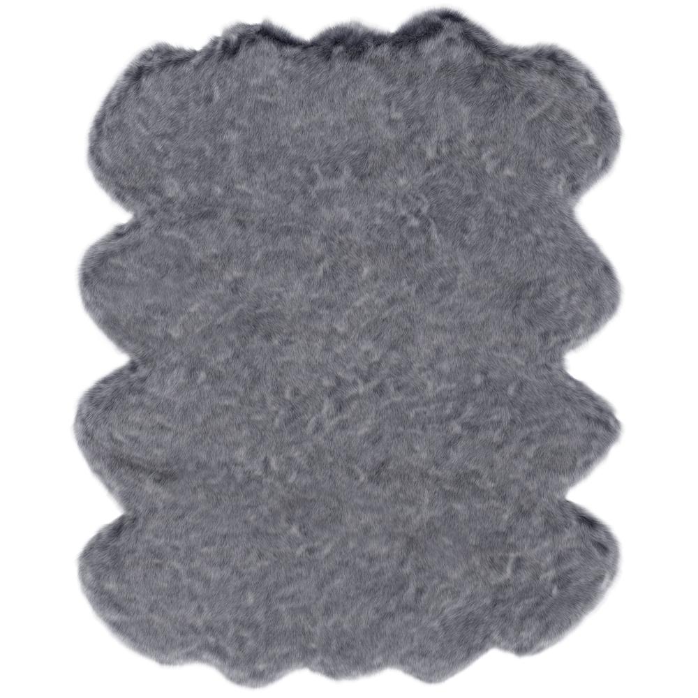 Gloss Black Faux Fur Area Rug, 2' x 3'. Picture 1