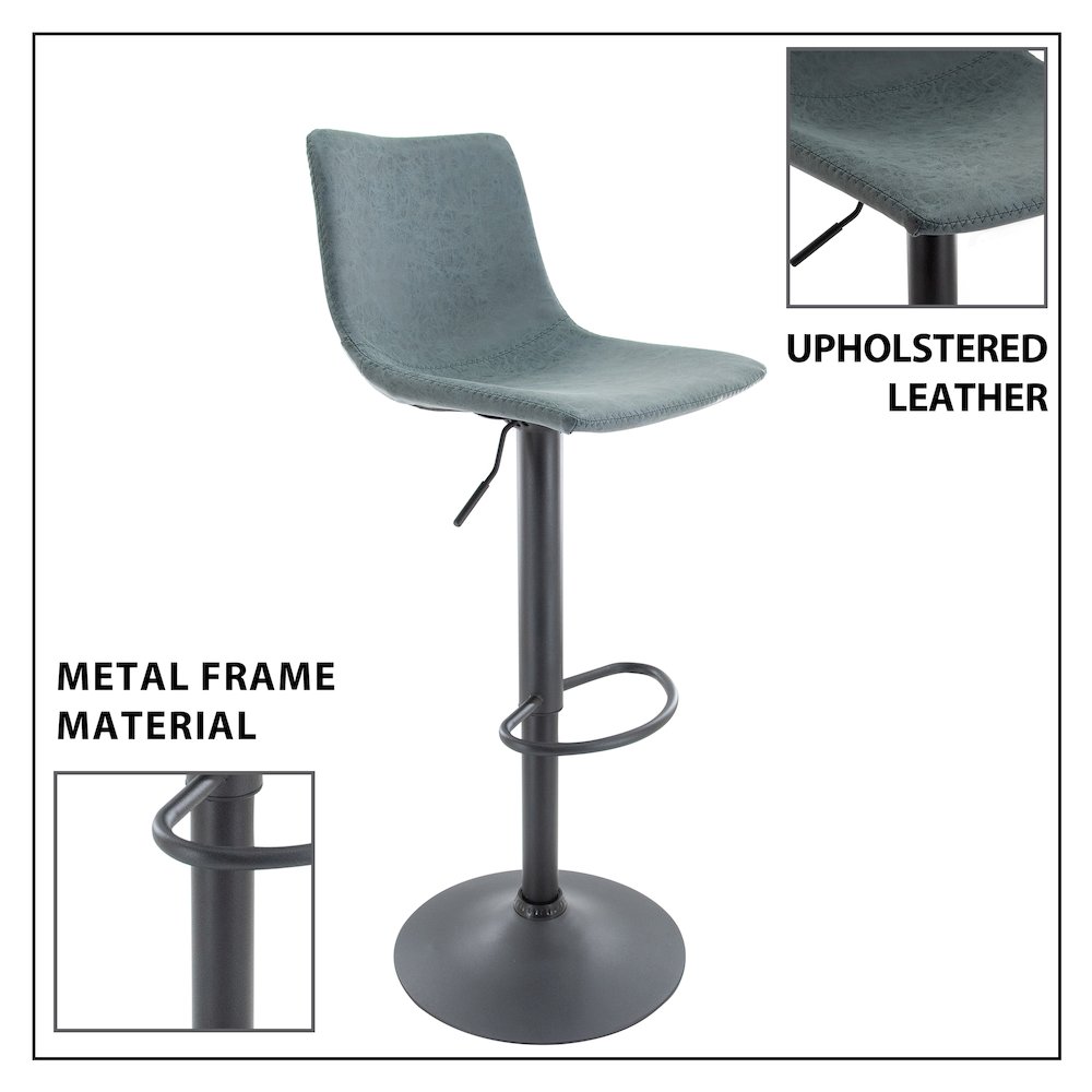 Tilbury Modern Adjustable Bar Stool in Peacock Blue. Picture 17