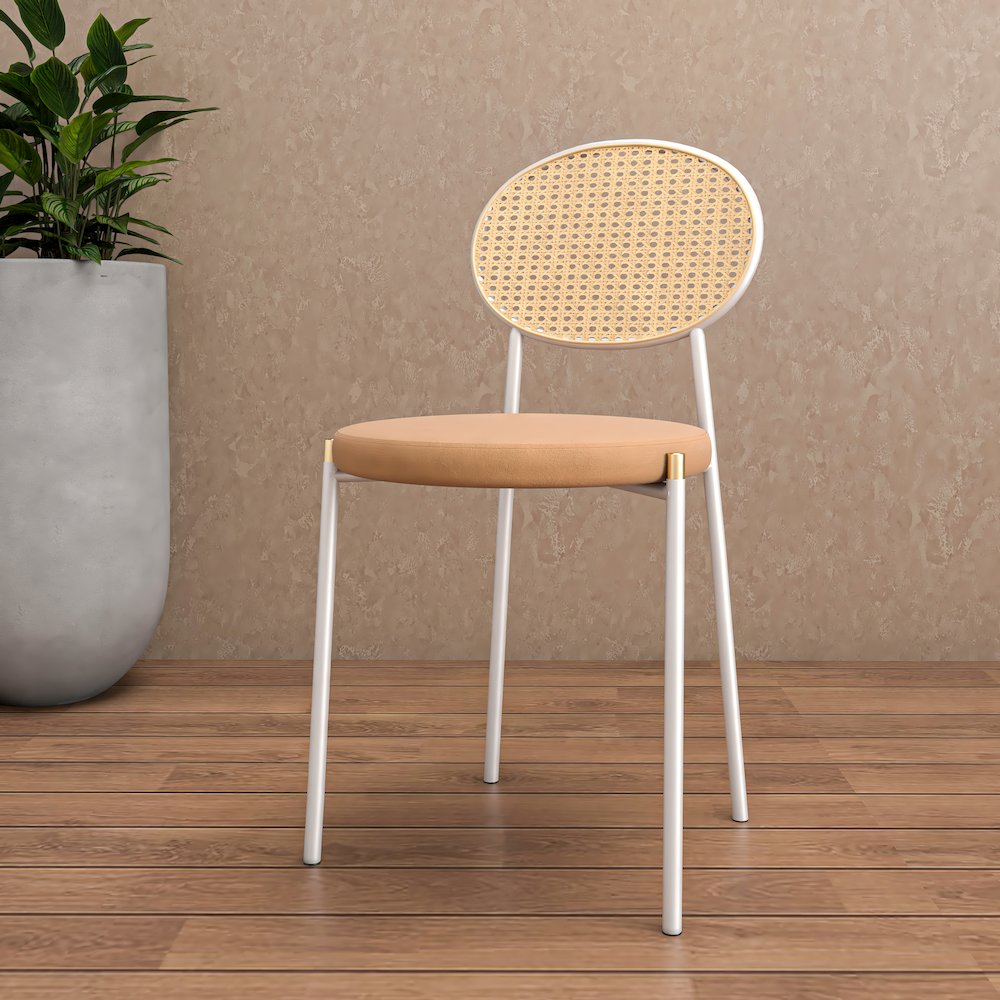 Euston Collection Modern Dining Chair White Frame In Brown. Picture 6