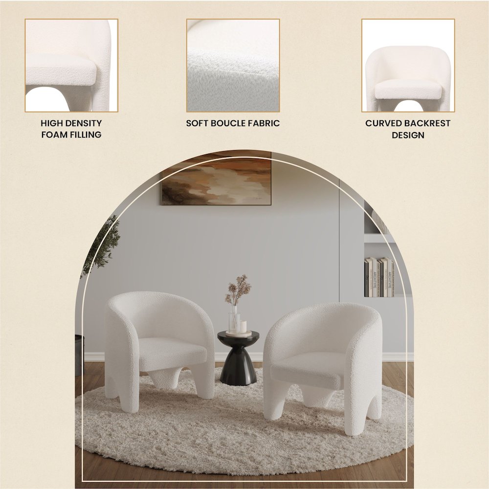 Lylo Collection Modern Accent Chair In Boucle White. Picture 8