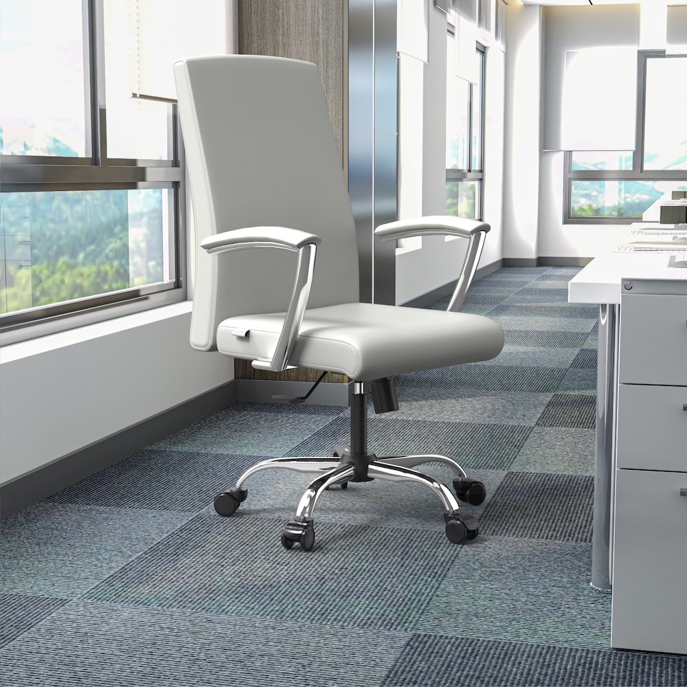 Evander Series Office Chair in White Leather. Picture 10