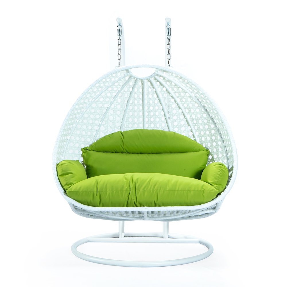 White Wicker Hanging 2 person Egg Swing Chair. Picture 2