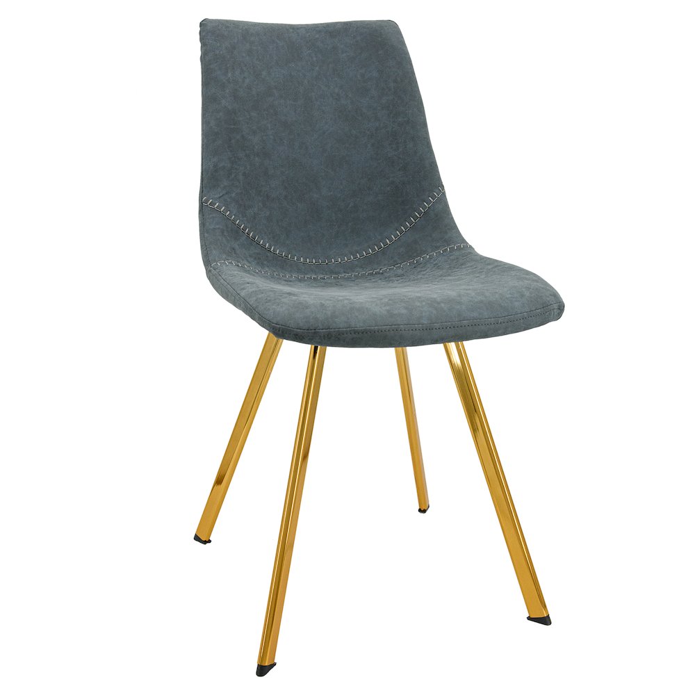 Markley Modern Leather Dining Chair With Gold Legs. Picture 1