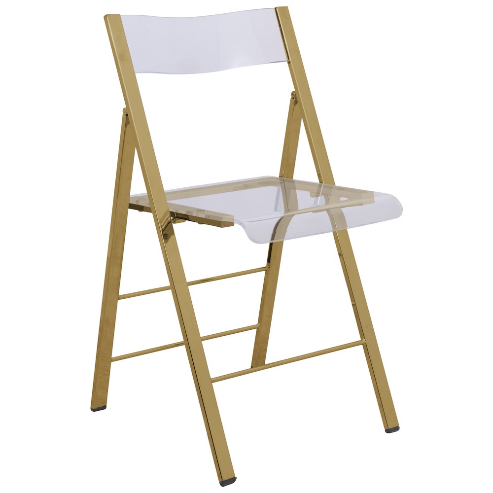 Menno Modern Acrylic Gold Base Folding Chair. Picture 3