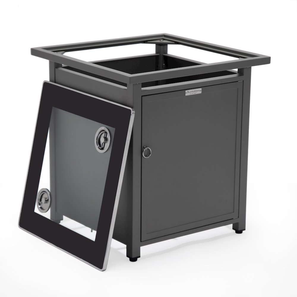 Walbrooke Patio Square Fire Pit and Tank Holder in Grey. Picture 15