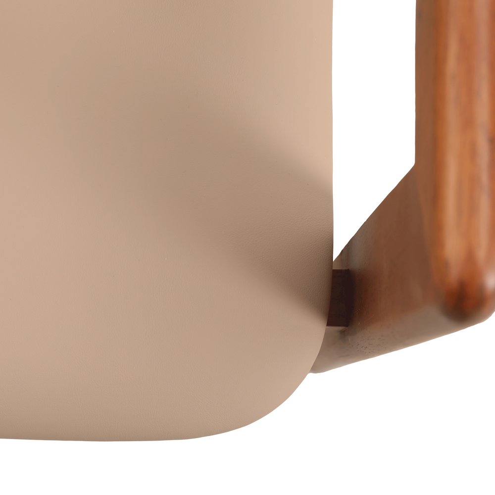 Velo Series Modern Dining Chair in Dark Natural Wood with Taupe Seat. Picture 15