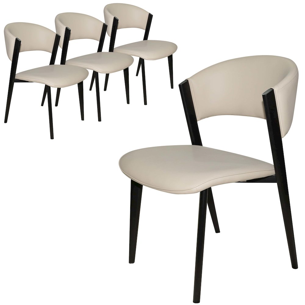 Aspen Collection Modern Dining Chair Black Frame in Light Grey Set of 4. Picture 2