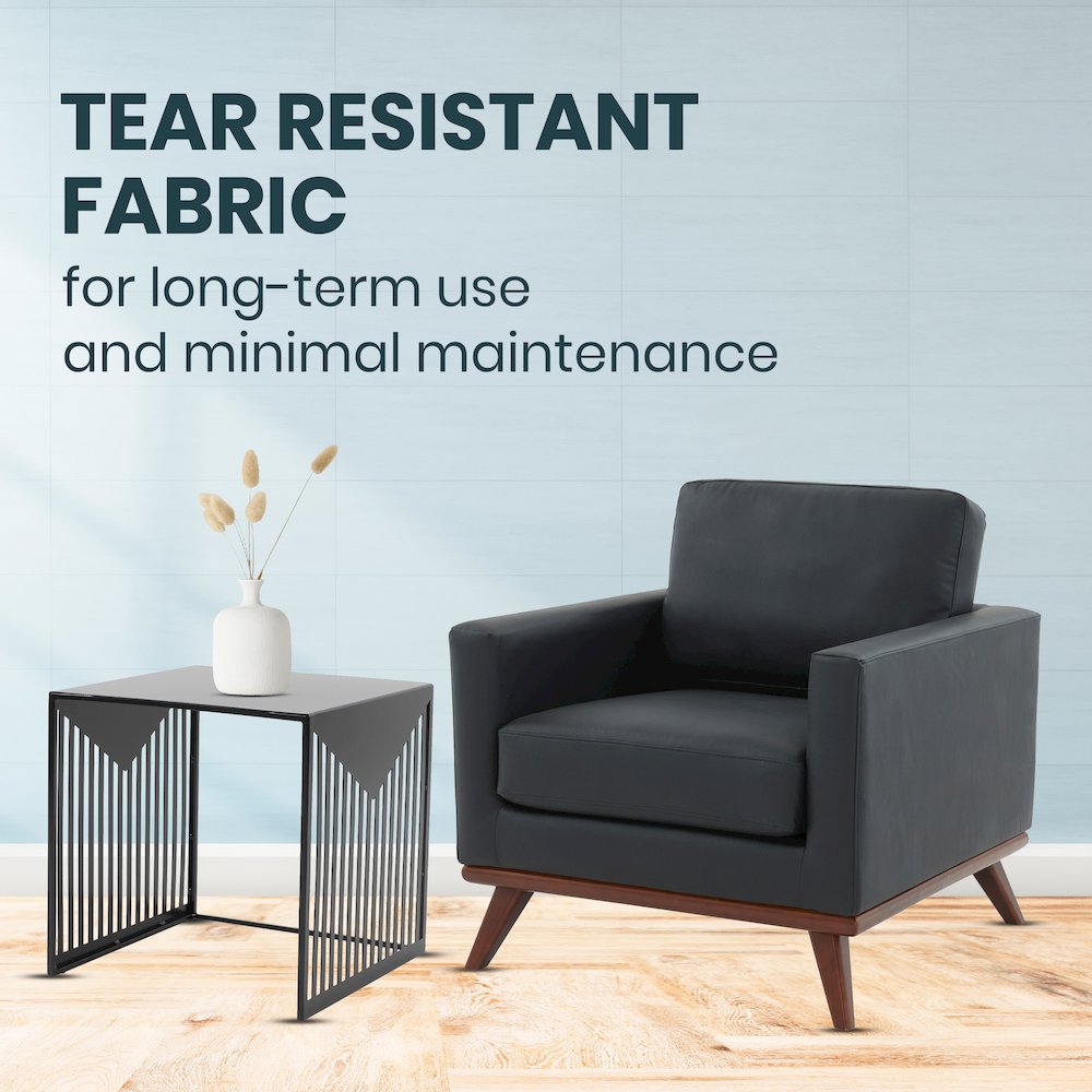 Chester Modern Leather Accent Arm Chair With Birch Wood Base. Picture 8