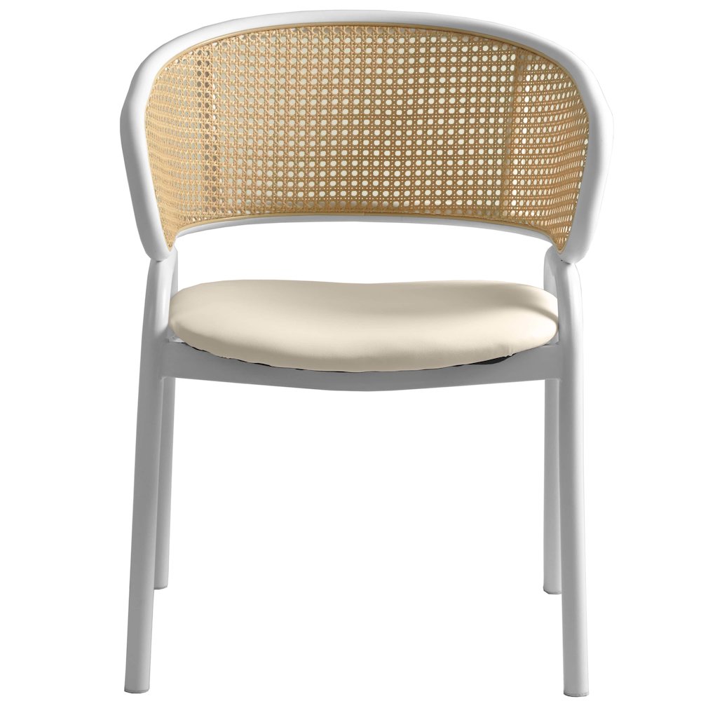 Ervilla - Dining Chair - White frame in White Leather Set of 4. Picture 8