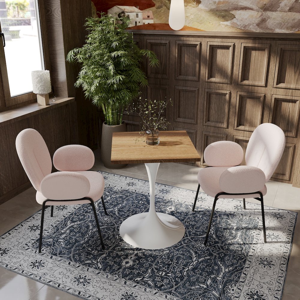 Verve Collection 24 Square Dining Table, White Base with Dark Maple MDF Top. Picture 7
