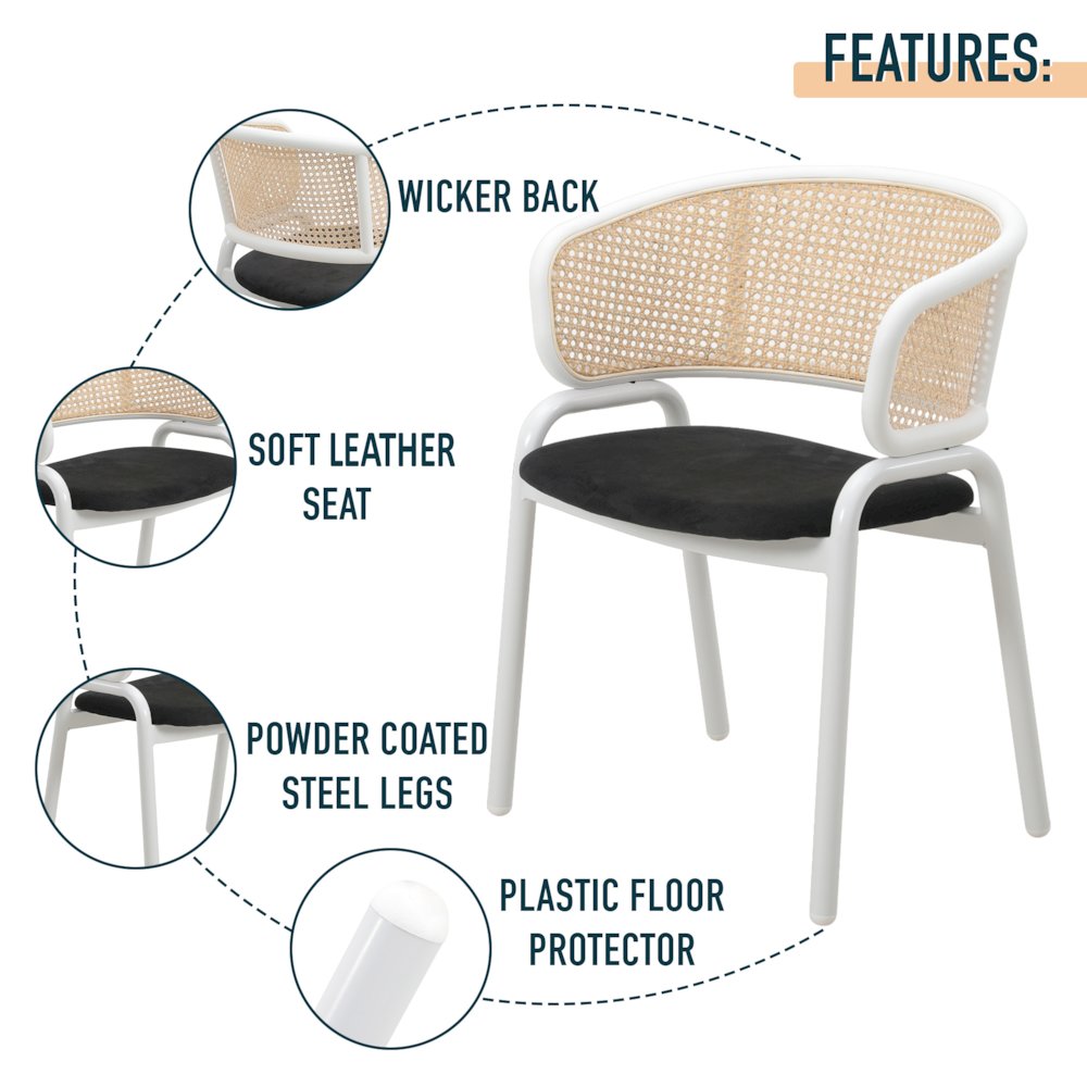 Ervilla - Dining Chair - White frame in Black Leather. Picture 3